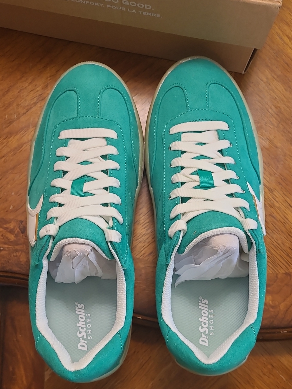 New in box! Dr Scholls Time Off Win Womens 9 Lucky Green Retro Athletic Sneakers - Picture 6 of 9